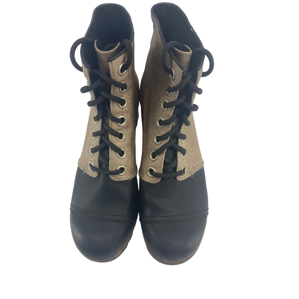 Sorel PDX Wedge Ankle Black Tan Boots Women Size 10 - Picture 2 of 8
